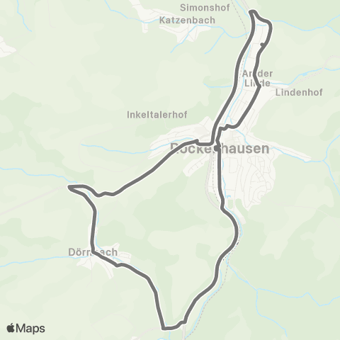 Reisedienst Krauss & Wolff Reisen GmbH RockiBus Rockenhausen: Bahnhof - Kreuzwiese - Katzenbach - Bahnhof map