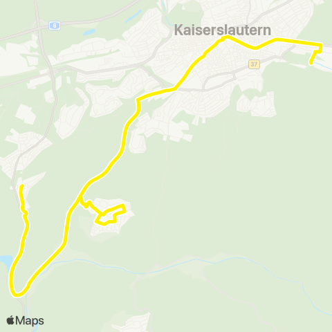 Stadtwerke Kaiserslautern Verkehrs-AG Stadtmitte - Pfaffsiedlung - Dansenberg map