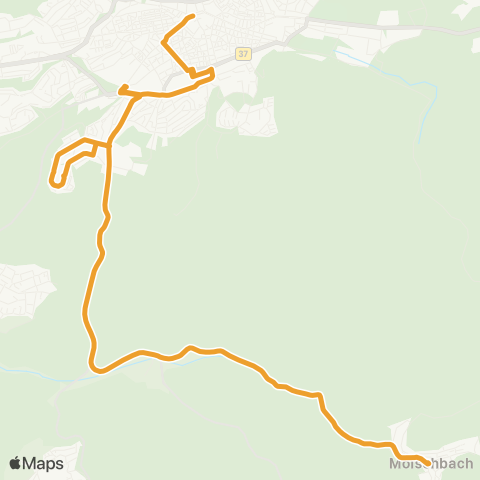 Stadtwerke Kaiserslautern Verkehrs-AG Stadtmitte - Fackelwoogstraße - Mölschbach map