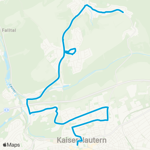 Stadtwerke Kaiserslautern Verkehrs-AG KL Stadtmitte - Engelshof - Morlautern - Erlenbach map