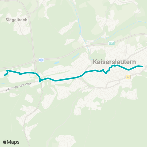 Stadtwerke Kaiserslautern Verkehrs-AG KL Amazon - Stadtmitte - Daniel-Häberle-Str. map