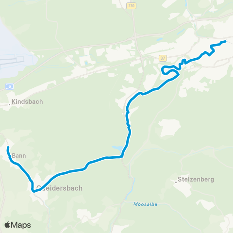Stadtwerke Kaiserslautern Verkehrs-AG KL Stadtmitte - Bännjerrück - Hohenecken - Queidersbach - Bann map