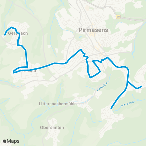Verkehrsverbund Rhein-Neckar Pirmasens - Windsberg - Erlenbrunn map