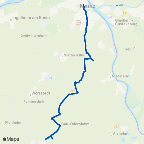 Rhein-Nahe Nahverkehrsverbund GmbH Mainz - Mommenheim - Undenheim - Alzey map