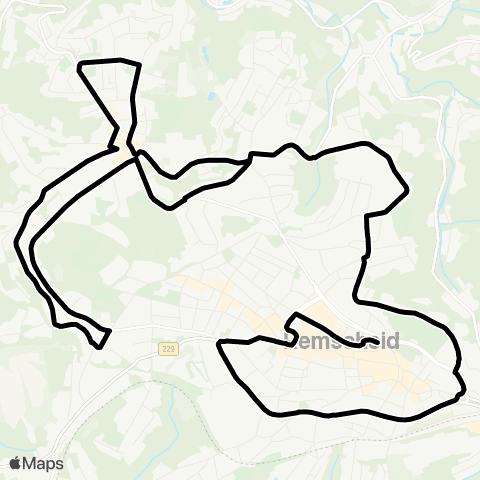 VRR Remscheid Mitte - Stadtpark - Steinberg - [bei Bedarf: Rath] - Hasten - Stockden - Königstraße - Hasten - Steinberg - Nordstraße - Remscheid Mitte map