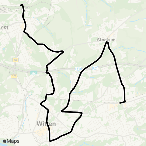 VRR Remscheid Mitte - Stadtpark - Stockden - Güldenwerth - Reinshagen - Güldenwerth - [bei Bedarf: Müngsten - Morsbach] - Stadtpark - Remscheid Mitte map