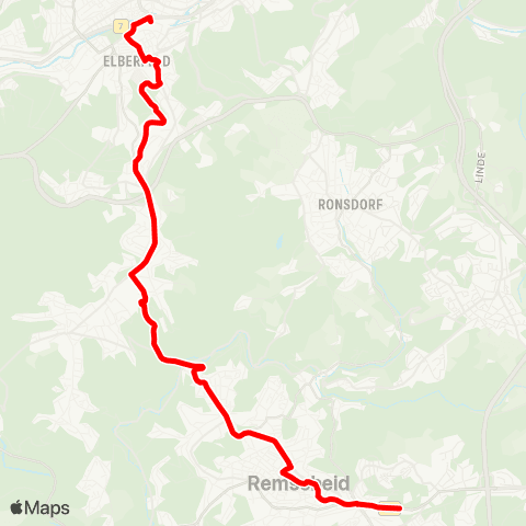 VRR Neuenkamp - Remscheid Mitte - Remscheid Hasten - Cronenfeld Hahnerberg - Universität - Wuppertal-Elberfeld Mitte map
