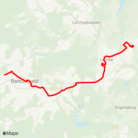 VRR Hackenberg - Lennep Mitte - Bökerhöhe - Mixsiepen - Zentralpunkt - Remscheid Mitte - Stadtpark map