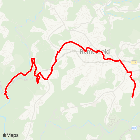 VRR Müngsten - Morsbach - Güldenwerth - Stockden - Stadtpark - Remscheid Mitte - Rosenhügel - Zentralpunkt - Falkenberg map