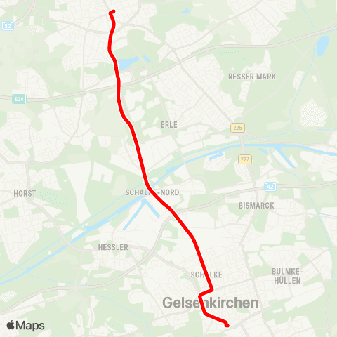 VRR Gelsenkirchen Ückendorfer Platz - Bochum Hüller Str. - Lohrheidestr. map