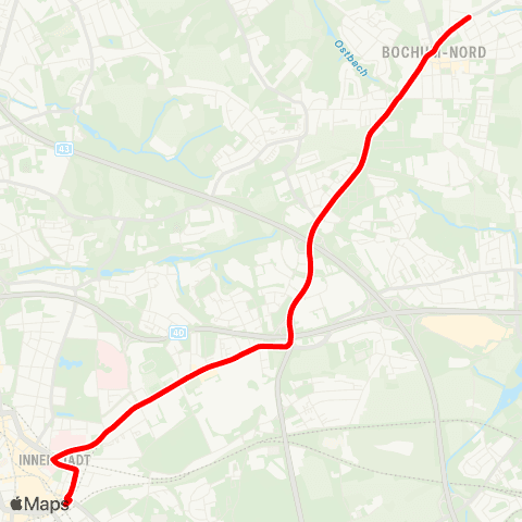 VRR Bochum Hbf - Weitmar - Linden - Hattingen Mitte map