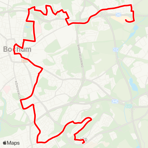 VRR BO-Harpen - Grumme - Rathaus - Bochum Hbf - Wiemelhausen - Querenburg map