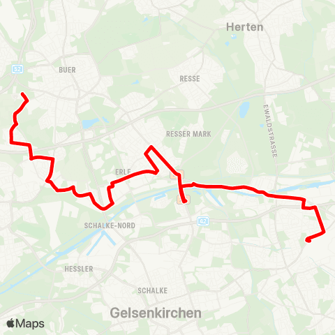 VRR Wanne-Eickel Hbf - GE-Erle - Beckhausen - Buer - Westfälische Hochschule map