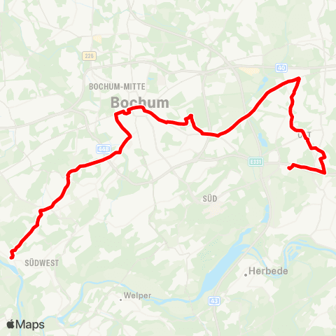 VRR BO-Dahlhausen - WAT-Eppendorf - Bochum Hbf - Altenbochum - Laer - Werne - Langendreer map