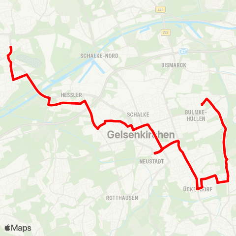 VRR GE-Horst - Nordsternpark - Heßler - Gelsenkirchen Hbf - Ückendorf - BO-Günnigfeld / GE-Bulmke-Hüllen map