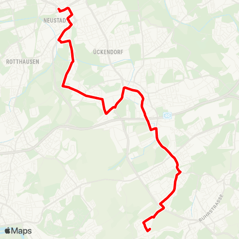 VRR BO-WAT-Höntrop - Wattenscheid Mitte - Leithe - Gelsenkirchen Hbf map