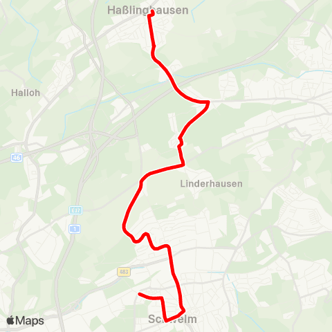 VRR Sprockh. Haßlinghausen - Schwelm-Lindhausen - Schwelm Bf - Blücherstr. map