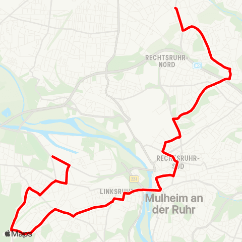 VRR Speldorf - Mülheim Hbf - MH-Dümpten - OB-Wehrstraße map