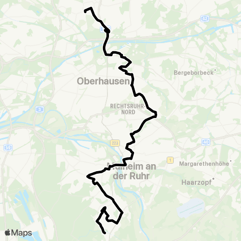 VRR OB-Sterkrade Bf. - OB-Neue Mitte - OB-Wehrstr. - Mülheim Stadtmitte - Kiefernweg map