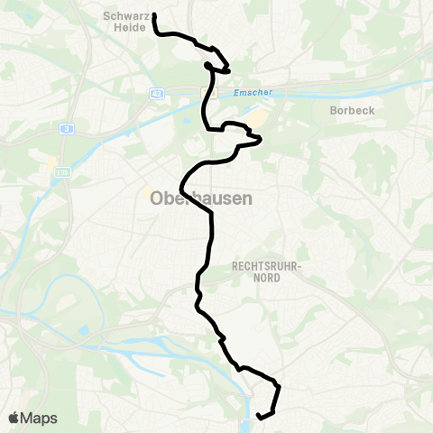VRR Mülheim Stadtmitte - Oberhausen Hbf - OB-Neue Mitte - OB-Sterkrade Bf. map