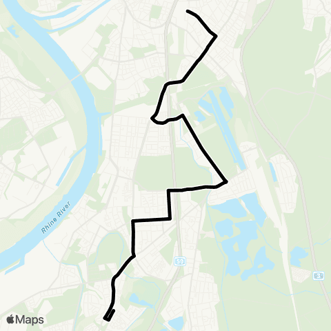VRR Mülheim Stadtmitte - Müller Menden - Hauptfriedhof - Flughafen map