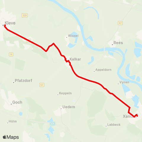VRR Xanten - Kalkar - Kleve map