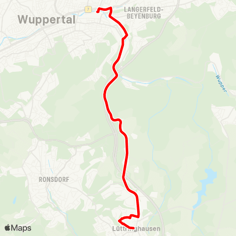 VRR W-Oberbarmen Bf - RS-Lüttringhausen map