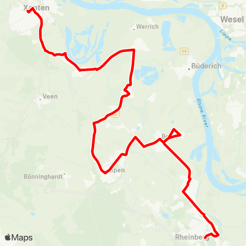 VRR Xanten - Alpen - Rheinberg map