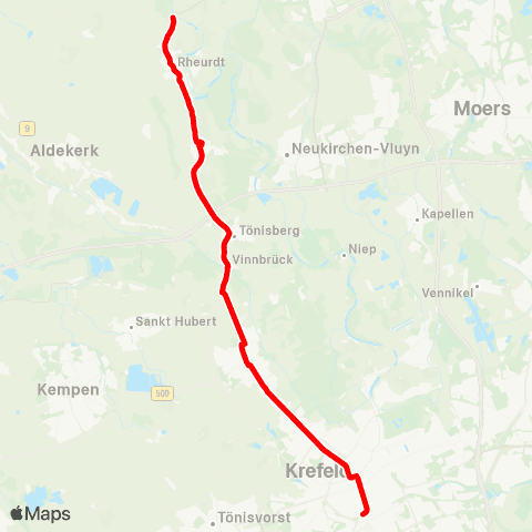 VRR Rheurdt - Kempen - Krefeld map