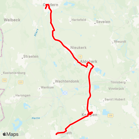 VRR Geldern - Kerken - Kempen map