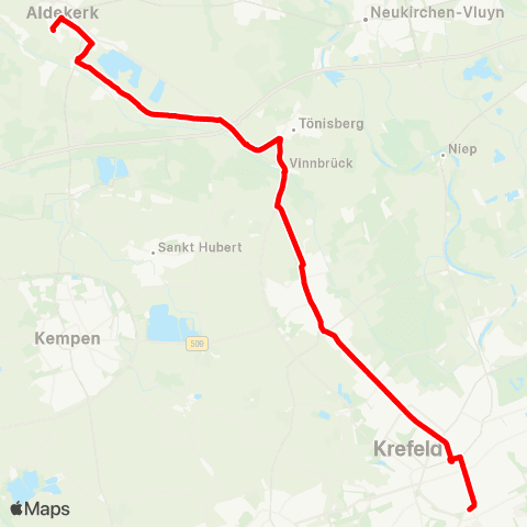 VRR Krefeld - Kempen - Kerken - Aldekerk map