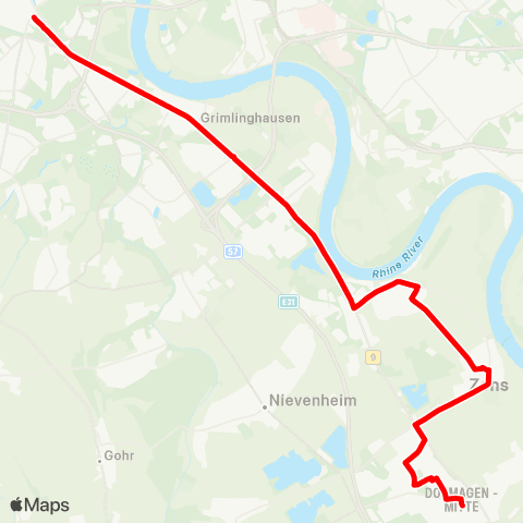 VRR Dormagen Bf - Neuss Landestheater map
