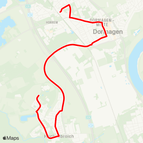 VRR Rheinland Klinikum - Hackenbroich Marktplatz - Dormagen Bf map