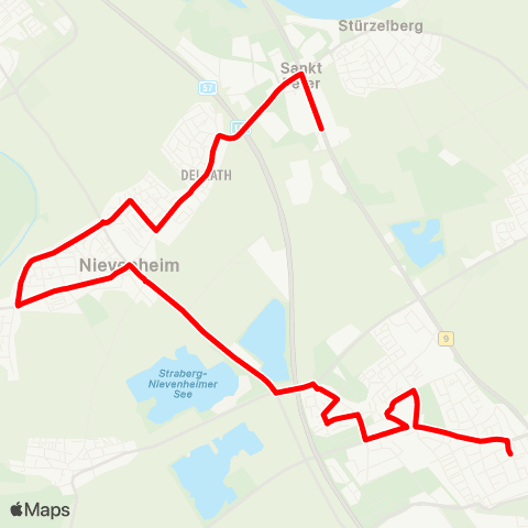 VRR Delrath - Nievenheim Bf - Horrem - Dormagen Bf - Marktplatz map