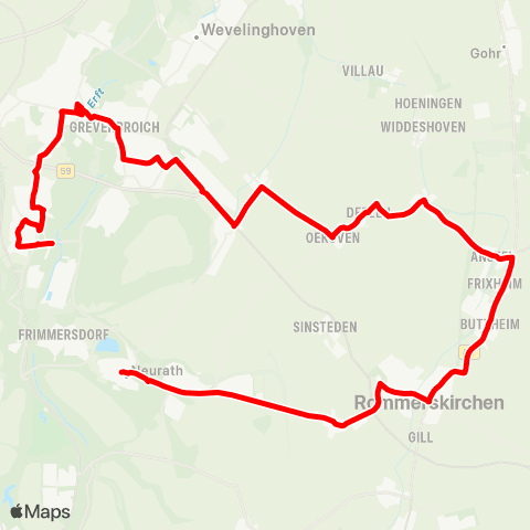 VRR Neurath - Rommerskirchen - Grevenbroich - Gindorf map