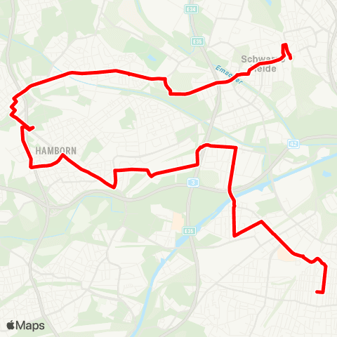 VRR OB-Sterkrade Bf. - DU-Hamb. - DU-Neum. OB-Hbf. - OB-Anne-Frank-Realschule map