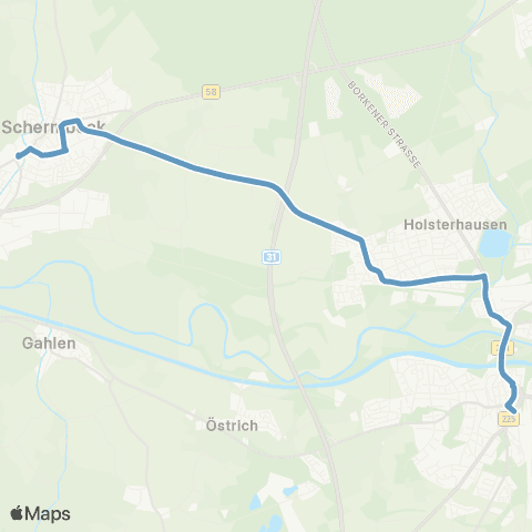 VRR Dorsten ZOB - Schermbeck Rathaus map