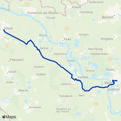 VRR Kleve, Bf - Wesel, Bf map