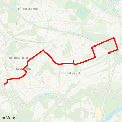 VRR DU - Neumühl - Röttgersbach - Marxloh - DU-Hamborn - Meiderich map