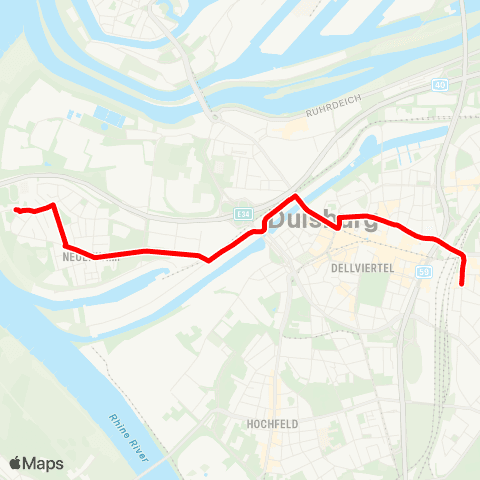 VRR Duisburg Neudorf - Hochfeld - Wanheimerort - Bucholz - DU-Großenbaum map