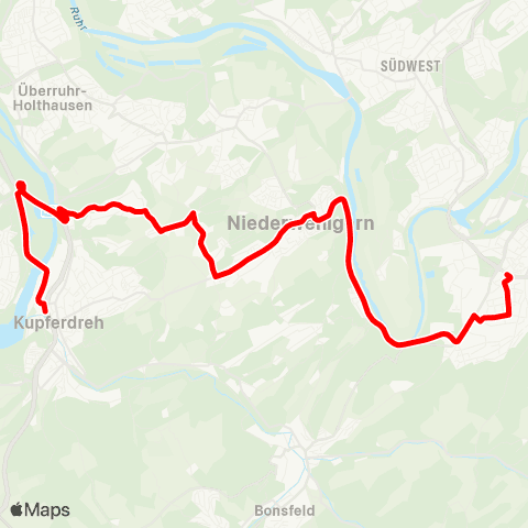 VRR Hattingen - Essen Kupferdreh map