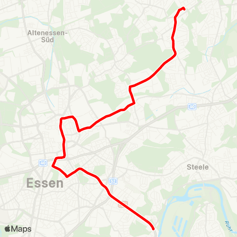 VRR Bergerhausen - Essen Hbf - Beisen map