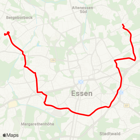 VRR Stoppenberg - Rüttenscheid - Borbeck map