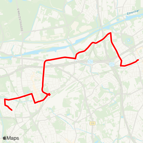 VRR HER-Bickern - Mondpalast - Wanne-Eickel Hbf - Baukau Nord - Herne Bf - Constantin - BO-Hiltrop map