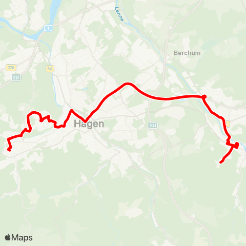VRR HA-Wesselbach - Hohenlimburg Bf - Elsey - Stadtmitte - Hagen Hbf. - Kuhlerkamp map
