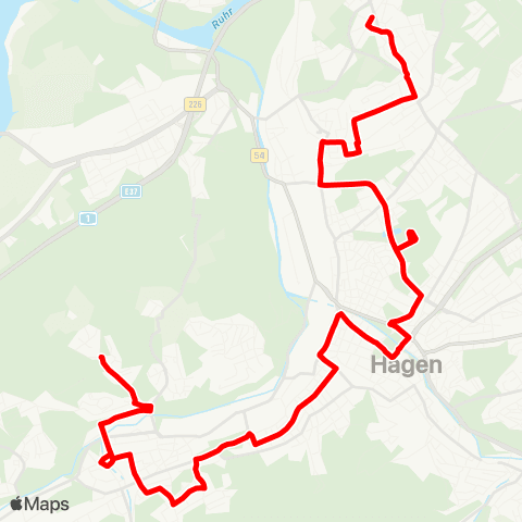 VRR Berchum - Halden - Stadtmitte - Haspe - HA-Geweke map