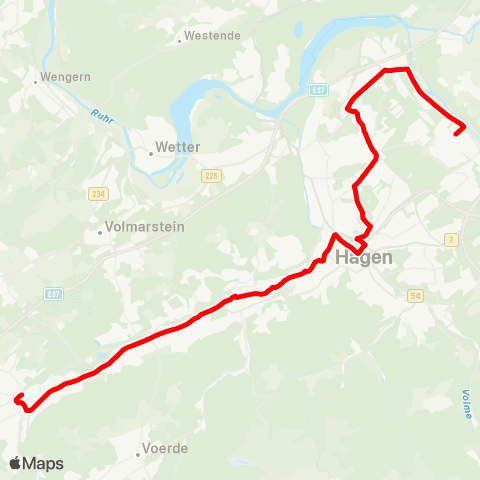 VRR Gevelsberg Hbf. - HA-Haspe - Hagen Hbf. Stadtmitte - Loxbaum - Boele - Kabel map