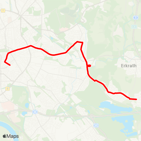 VRR Erkrath-Unterfeldhaus, Neuenhausplatz - D-Unterbach, Am Zault - D-Gerresheim - Flingern Nord - Düsseldorf Hbf map