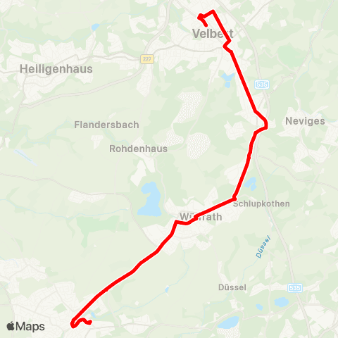 VRR ME-Stadtwald - ME-Jubiläumsplatz - Wülfrath - Velbert ZOB map