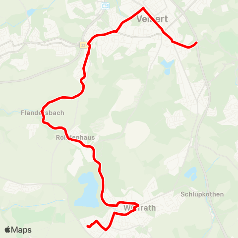 VRR Velbert, Putschenholz - Velbert ZOB - Wülfrath-Flandersbach - Wülfrath, Sporthalle map